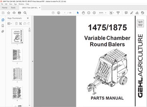 Gehl 1475 1875 Variable Chamber Round Baler Parts Manual 908173 – PDF DOWNLOAD