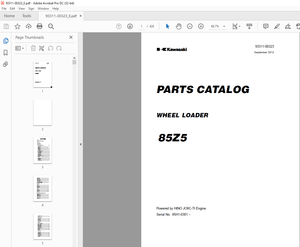Kawasaki WHEEL LOADER 85Z5 Parts Manual 93311-00323 – PDF DOWNLOAD