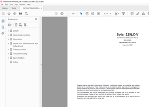 Daewoo Solar 225LC-V Track Excavator Operation and Maintenance Manual - PDF DOWNLOAD