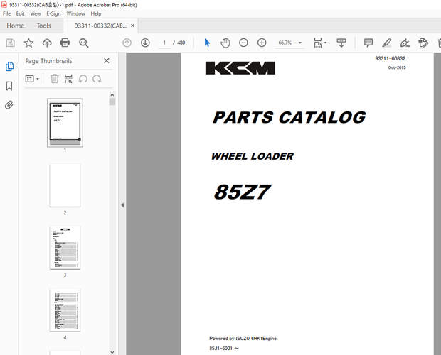 Kawasaki 85Z7 Wheel Loader Parts Manual 93311-00332 - PDF DOWNLOAD