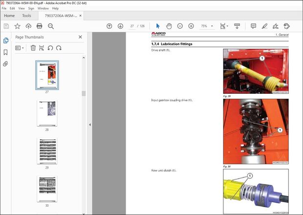 Gleaner NA Harvesting 3200 Series 3206 3206C 3212F 3212FC Corn Header Service Manual 79037206A – PDF