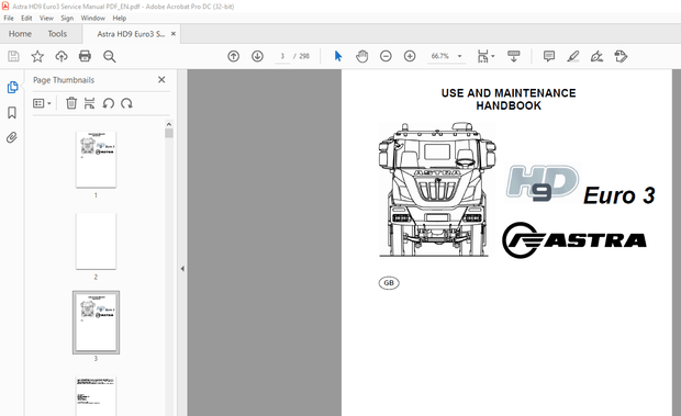 ASTRA Truck HD9 Euro3 USE AND MAINTENANCE HANDBOOK MANUAL - PDF DOWNLOAD