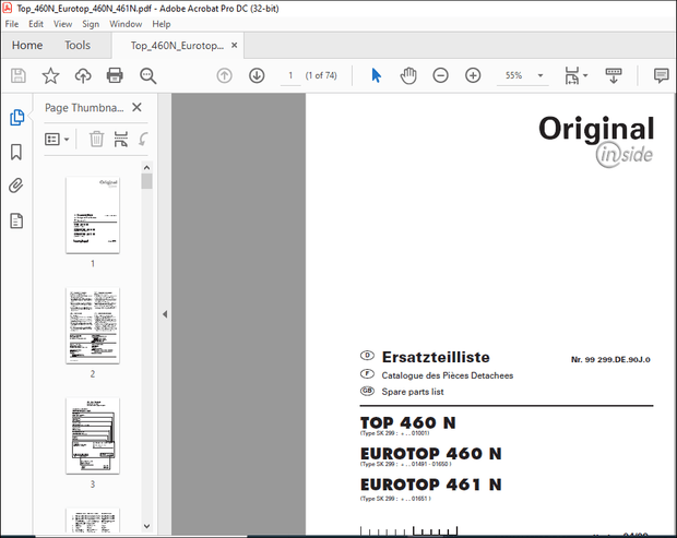 Pottinger Tractor TOP 460 N EUROTOP 460 N EUROTOP 461 N Spare parts list Manual – PDF DOWNLOAD