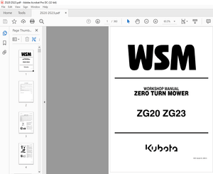 Kubota Zero Turn Mower ZG20 ZG23 Workshop Manual – PDF DOWNLOAD