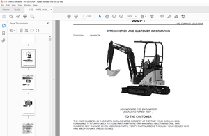 John Deere 17D Compact Excavator Parts Manual PC10019 - PDF DOWNLOAD