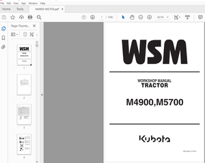 Kubota Tractor M4900, M5700 Workshop Manual – PDF DOWNLOAD