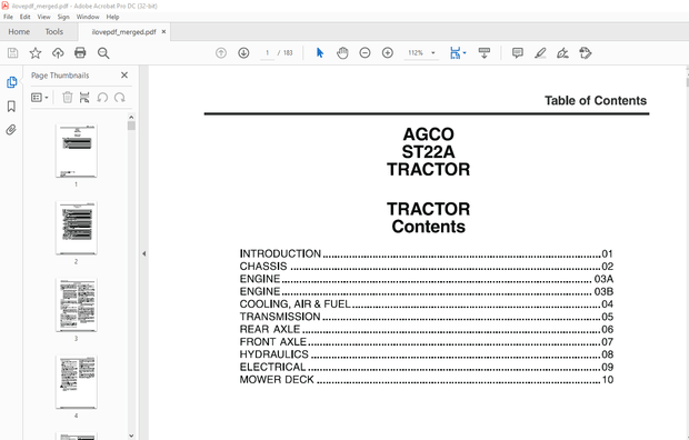 AGCO ST22A Compact Tractor Service Manual – PDF DOWNLOAD