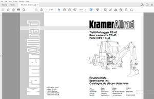 Kramer Allrad Rear Excavator TB 45 Parts Manual_316-51 – PDF