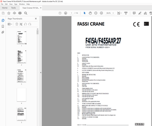 Fassi Crane F415A.455AXP.27 Use and Maintenance Manual SN 2001 – PDF DOWNLOAD