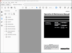 Komatsu PC750-7 PC750LC-7 PC750SE-7 PC800-7 PC800SE-7 Excavator Operation &amp; Maintenance Manual PDF