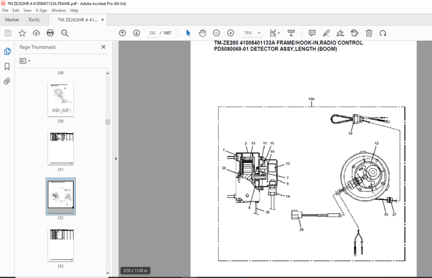 Tadano Crane TM-ZE260 41008401133A FRAME/HOOK-IN,RADIO CONTROL Parts Manual - PDF DOWNLOAD