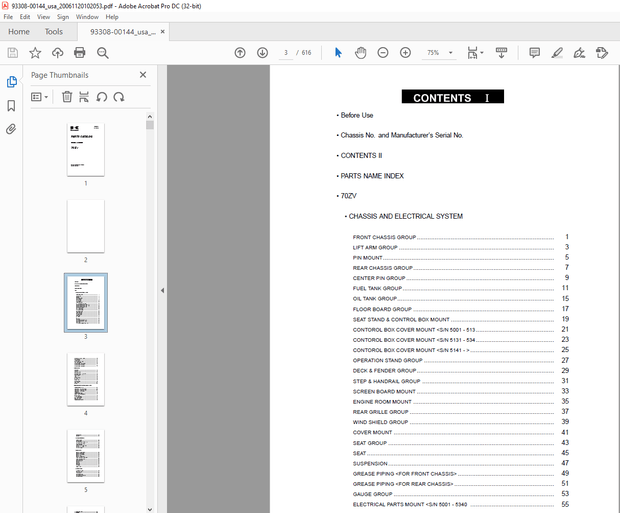 Kawasaki WHEEL LOADER 70Z V Parts Manual 93308-00144 – PDF DOWNLOAD