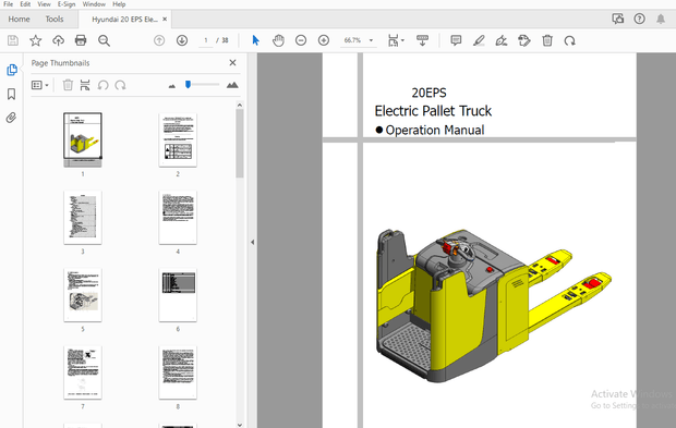 Hyundai 20 EPS Electric Pallet Truck Operation Manual – PDF DOWNLOAD