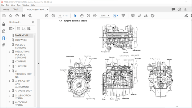 Komatsu 4D98 Series 4D106 Series S4D10S6 Series Diesel Engine Shop Manual WEBM4D9801 – PDF DOWNLOAD