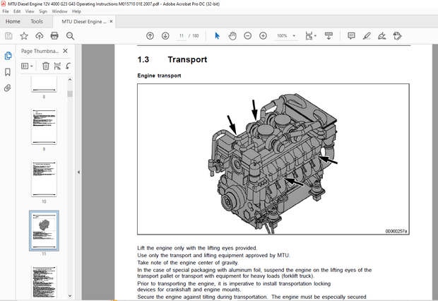 MTU Diesel Engine 12 V 4000 G63 G83 16 V 4000 G63 G83 Operation Instructions Manual PDF - DOWNLOAD