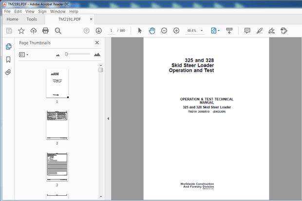 John Deere 325 &amp; 328 Skid Steer Loader Operation &amp; Test Technical Manual  PDF DOWNLOAD