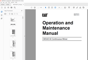 Cat CM345-N Continuous Miner Operation and Maintenance Manual A6474X315 PDF - PDF DOWNLOAD