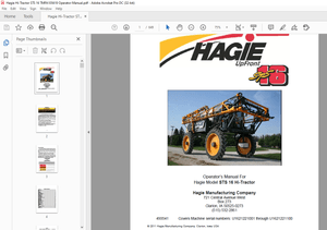 Hagie Hi-Tractor STS 16 Sprayer Operator’s Manual 493541 – PDF DOWNLOAD