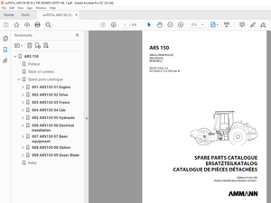 Ammann ARS 150 Single Drum Roller Parts Catalogue Manual 3035605 - PDF