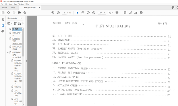 Hitachi Hydraulic Excavator UH171 Service Manual(KM021-00)- PDF DOWNLOAD