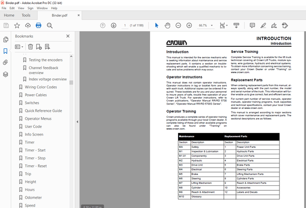 Crown Forklift RR/RD 5700S Series Service Manual – PDF DOWNLOAD