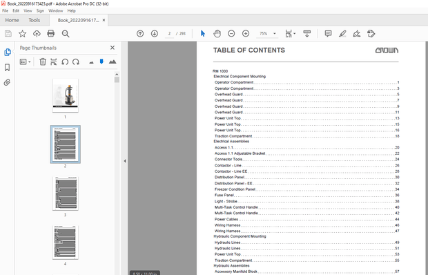 Crown Forklift RM 1000 Series Parts Manual – PDF DOWNLOAD
