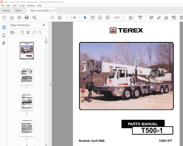 Terex Crane T500-1 Parts Manual 12261-277 – PDF DOWNLOAD