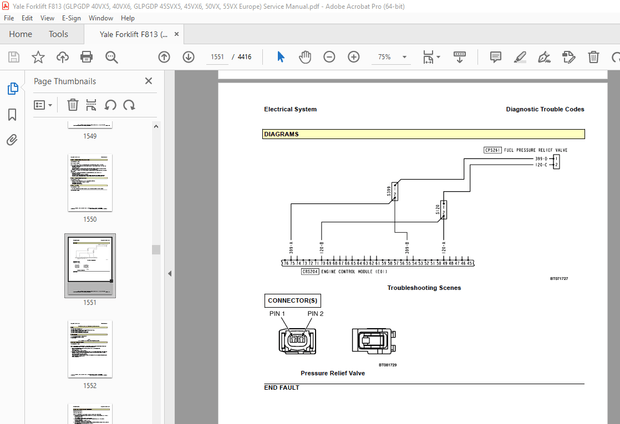 Yale Forklift F813 (GLPGDP 40VX5, 40VX6, GLPGDP 45SVX5, 45VX6, 50VX, 55VX Europe) Service Manual PDF