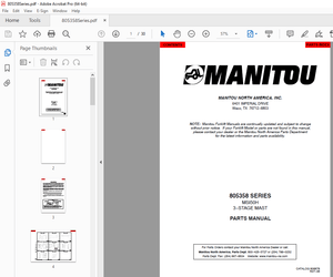 Manitou Forklift 805358 SERIES MSI50H 3–STAGE MAST Parts Manual – PDF DOWNLOAD