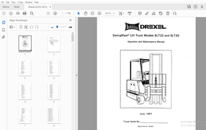 Drexel SwingMast Lift Truck SLT22 &amp; SLT30 Operation &amp; Maintenance Manual – PDF DOWNLOAD
