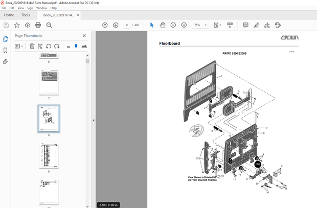 Crown Forklift RR/RD 5200S Parts Manual – PDF DOWNLOAD