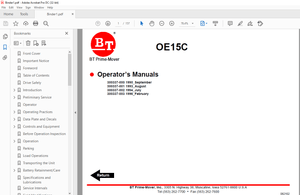 BT Forklift OE15C Electric Order Selector Operator’s Manual – PDF DOWNLOAD