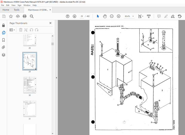 Manitowoc Traditional Crane 4000W Parts Manual SN41676 - PDF