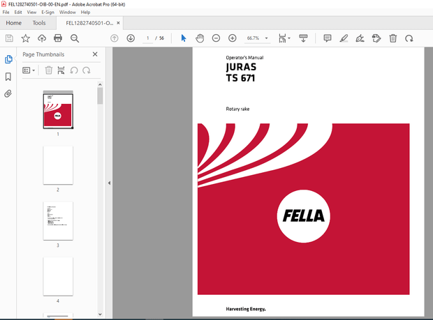 Fella EU Juras TS 671 Rotary Rake Operator’s Manual – PDF DOWNLOAD