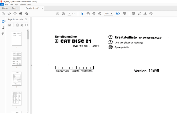Pottinger Tractor CAT DISC 21 Spare parts list Manual – PDF DOWNLOAD
