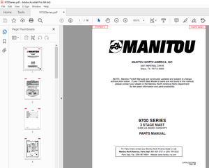 Manitou Forklift 9700 SERIES 3 STAGE MAST Parts Manual – PDF DOWNLOAD