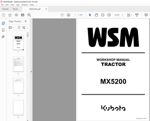 Kubota Tractor MX5200 Workshop Manual – PDF DOWNLOAD