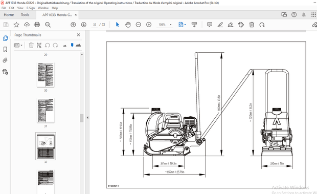 Ammann APF 1033 Honda GX120 Operation Manual (2-00002036) PDF