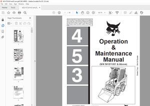 Bobcat 453 Loader Operation &amp; Maintenance Manual SN 561811001 &amp; Above - PDF DOWNLAD