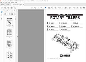 Frontier Tillers RT 3042 RT 3042R RT 3049 RT 3049R RT 3062 RT 3062R RT 3073 Operator’s Manual PDF