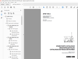 Ammann AFW 150-2 Asphalt Paver Wheeled Parts Manual 3011193 PDF