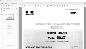 Kawasaki 95ZII Shovel Loader Operation &amp; Maintenance Manual - PDF DOWNLOAD