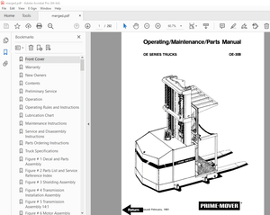 BT Prime Mover OE Series OE-30B Truck Operating Maintenance &amp; Parts Manual - PDF DOWNLOAD