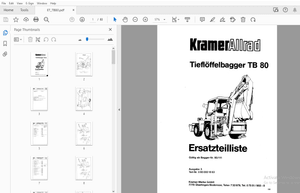 Kramer Allrad Tiefloffelbagger TB 80 Ersatzteilliste – PDF DOWNLOAD