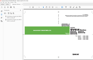 Sakai SV414 Series SV414D SV414T SV414TF SV414TB SV414FB Vibrating Roller Operator Manual - PDF
