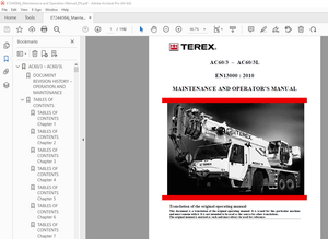 Terex Crane AC60/3 – AC60/3L Maintenance &amp; Operator’s Manual – PDF DOWNLOAD