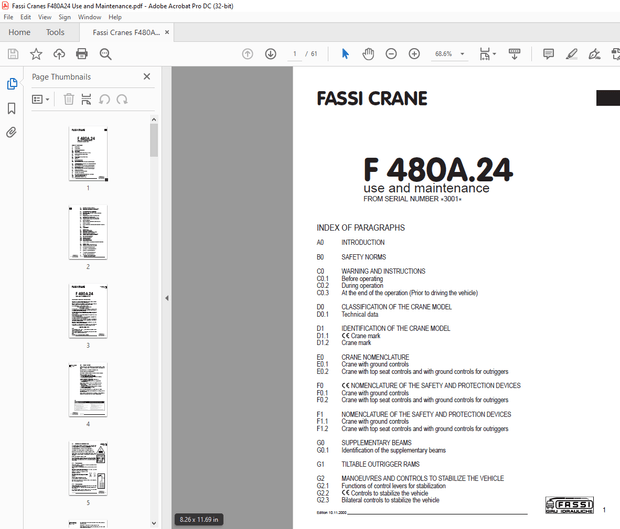 Fassi Cranes F 480A.24 use and maintenance Manual  – PDF DOWNLOAD