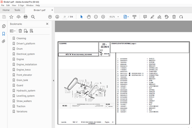 Laverda M303 Agricultural Tractor Parts Manual 552100028-552100999 – PDF DOWNLOAD
