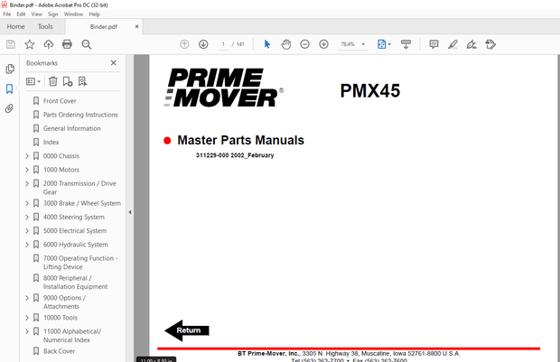 BT Prime-Mover PMX45 Electric Low Lift Pallet Truck Quality Parts Manual – PDF DOWNLOAD