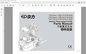 EP TV8 Series CPD13/15/16/18/20 TW8 Series CPD13/15/16/18/20 TV8-C Series Parts Manual